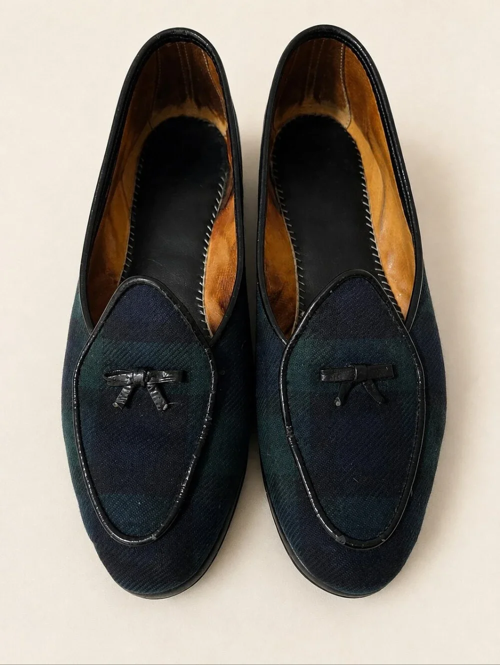 Belgian Shoes Midinette Black Watch Tartan Loafers 8.5W Fits US 9.5